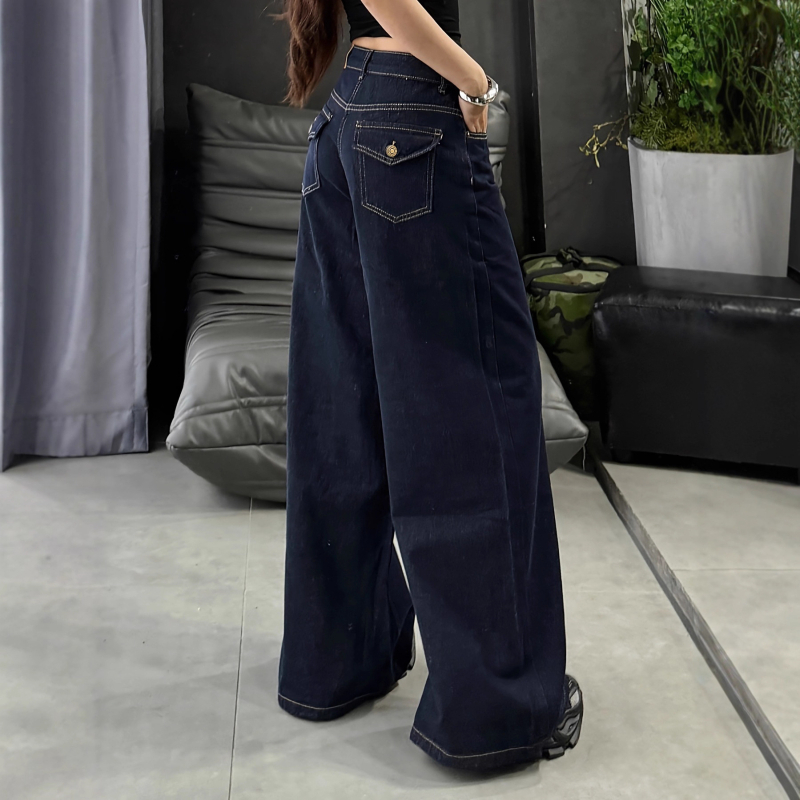 Džinsi, plata kāja, viduklis vidējais, garas bikses, kokvilnas-spandeksa maisījums