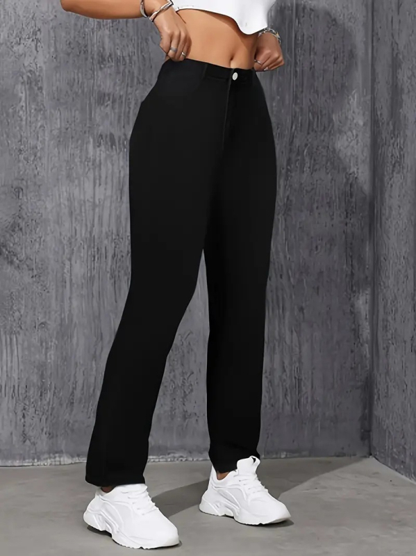 Ženske traperice s ravnim krojem, ultra nisko struk, dugačke, blago rastezljive, mješavina pamuka i elastana