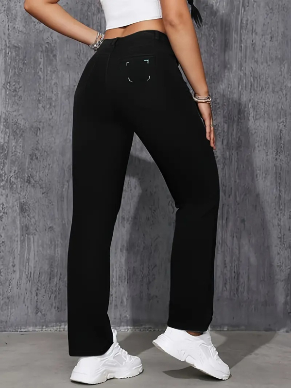 Ženske traperice s ravnim krojem, ultra nisko struk, dugačke, blago rastezljive, mješavina pamuka i elastana