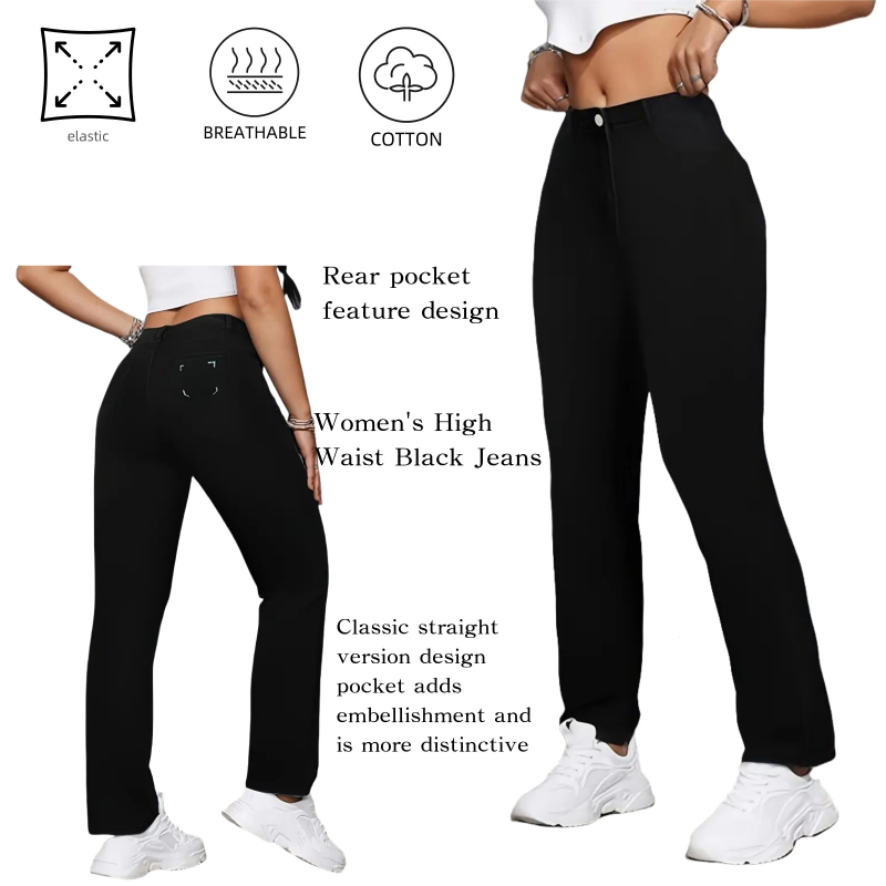 Ženske traperice s ravnim krojem, ultra nisko struk, dugačke, blago rastezljive, mješavina pamuka i elastana