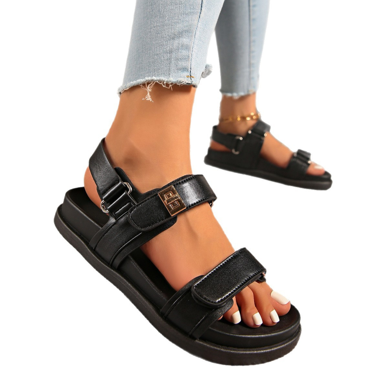 Γυναικείες πλατφορμες σανδάλια — PU επάνω, PU εσωτερικό, καουτσούκ σόλα, στρογγυλός δάκτυλος, Velcro κλείσιμο