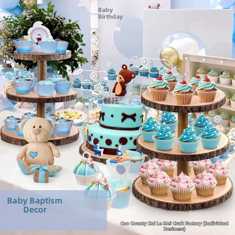 Многоетажна дървена подставка за торти – ръчна изработка, Paulownia, масивно дърво, произход Шандонг