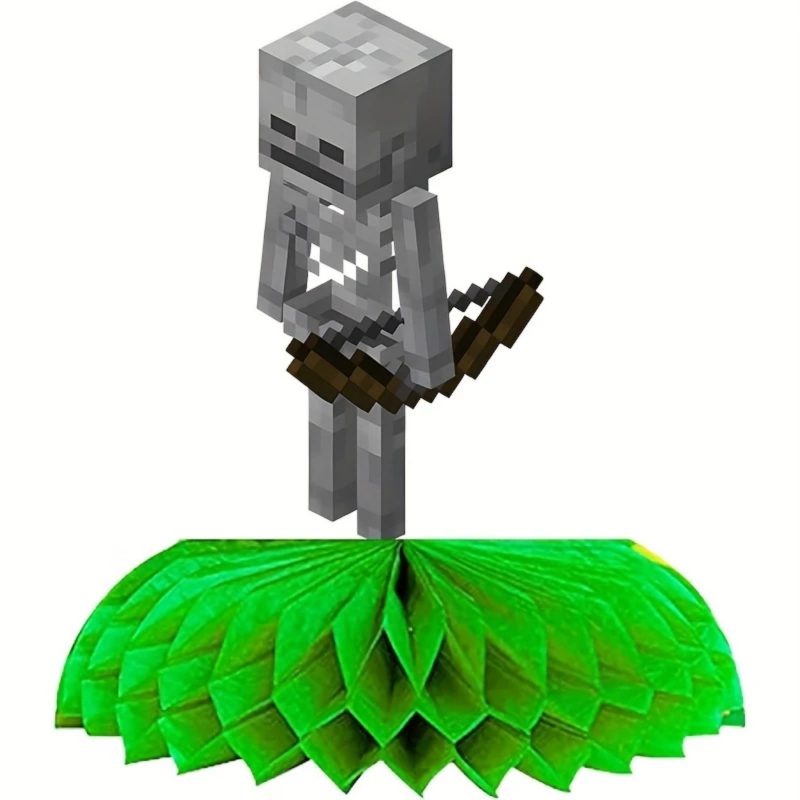 5-dijelni set stolnih ukrasa s temom igre u pixelnom stilu, rudarski i robotski motiv (moderni minimalistički stil)