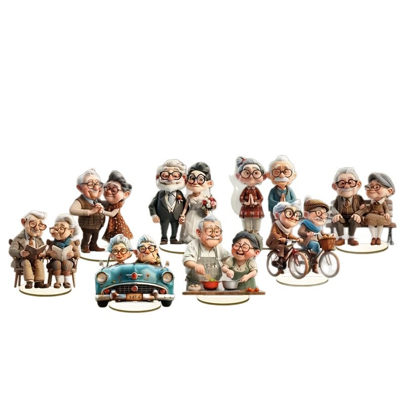 2D ravna – 8-dijelni akrilni auto viseći ukras – minimalistički stil s Kitty/Snoopy motivom