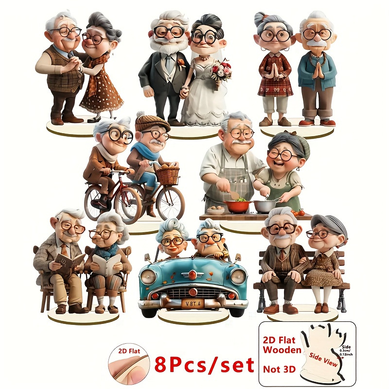 2D ravna – 8-dijelni akrilni auto viseći ukras – minimalistički stil s Kitty/Snoopy motivom