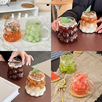 Šalica za kavu s držalom — otporna na visoke temperature, staklo od visokog borosilikata, dizajn nadahnut grožđem