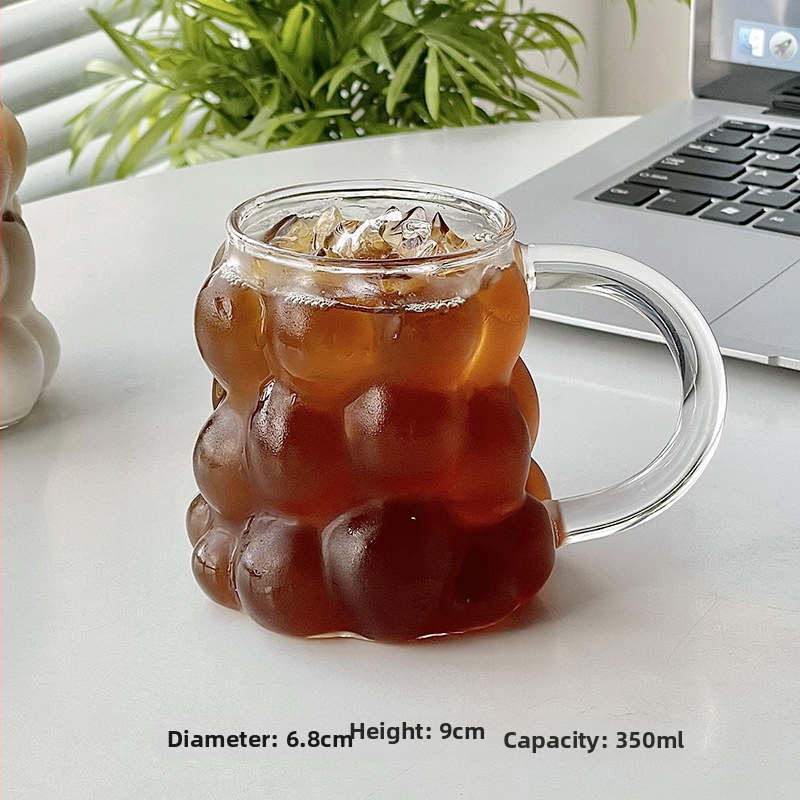 Šalica za kavu s držalom — otporna na visoke temperature, staklo od visokog borosilikata, dizajn nadahnut grožđem