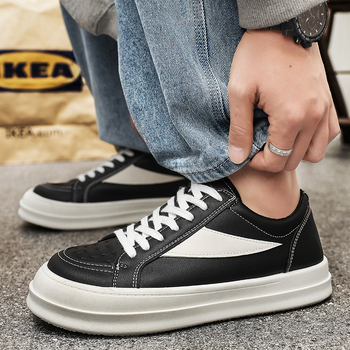 Vīriešu kedas no mākslīgās ādas, zemā augšdaļa, šņorēšana, PVC zole