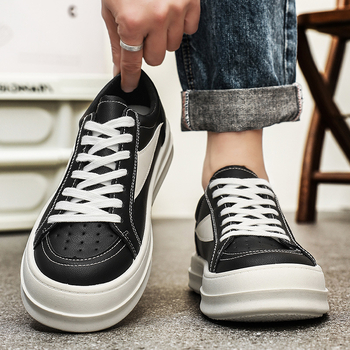 Vīriešu kedas no mākslīgās ādas, zemā augšdaļa, šņorēšana, PVC zole