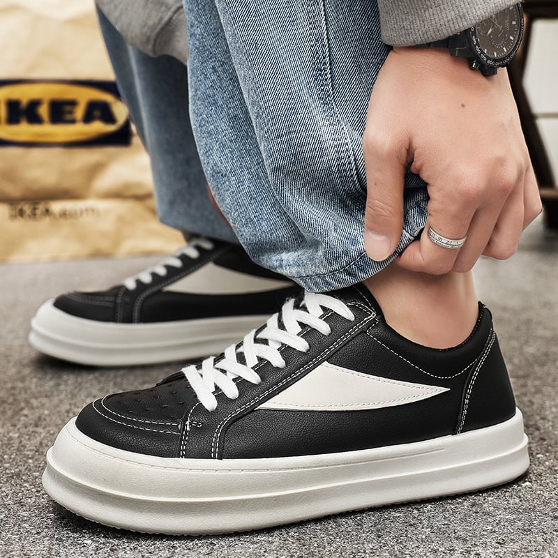 Vīriešu kedas no mākslīgās ādas, zemā augšdaļa, šņorēšana, PVC zole