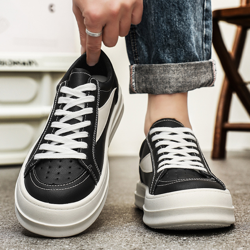 Vīriešu kedas no mākslīgās ādas, zemā augšdaļa, šņorēšana, PVC zole