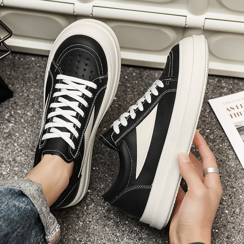 Vīriešu kedas no mākslīgās ādas, zemā augšdaļa, šņorēšana, PVC zole