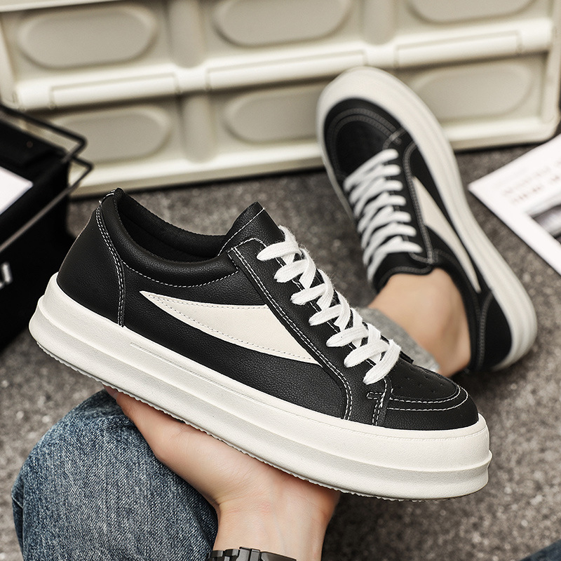 Vīriešu kedas no mākslīgās ādas, zemā augšdaļa, šņorēšana, PVC zole