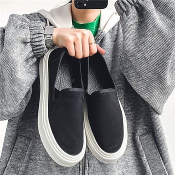 Vīriešu kanvas kurpes vasarai, Slip-On, elpojošas, gumijas zole, lateksa zolīte