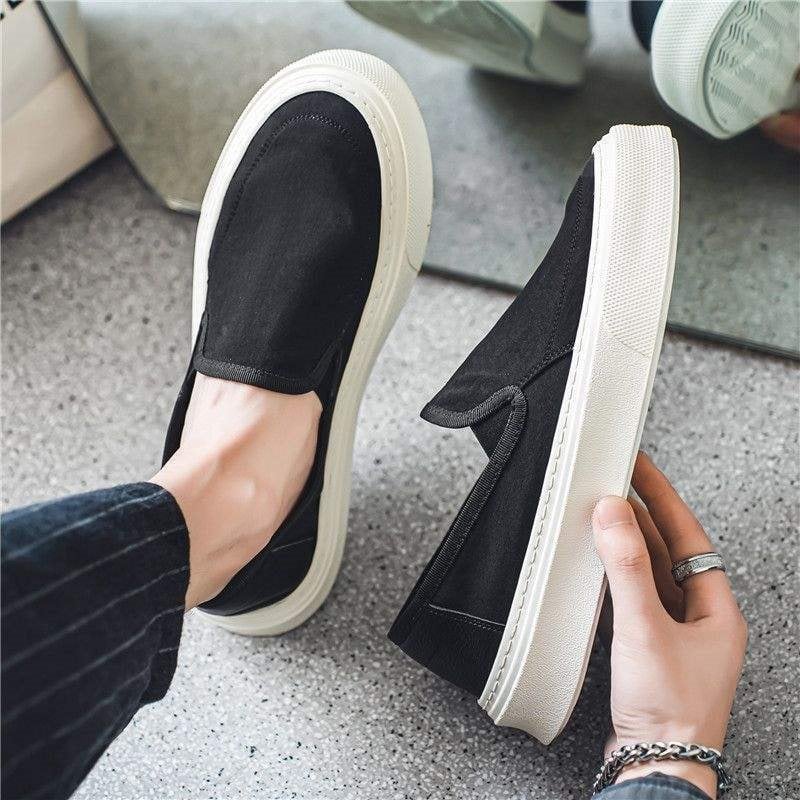Vīriešu kanvas kurpes vasarai, Slip-On, elpojošas, gumijas zole, lateksa zolīte