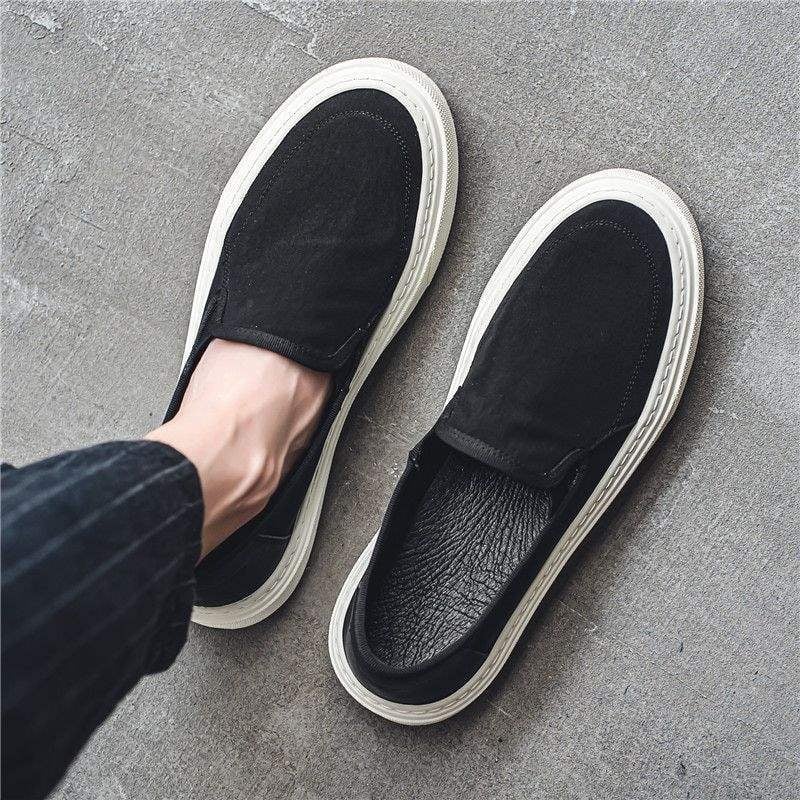 Vīriešu kanvas kurpes vasarai, Slip-On, elpojošas, gumijas zole, lateksa zolīte