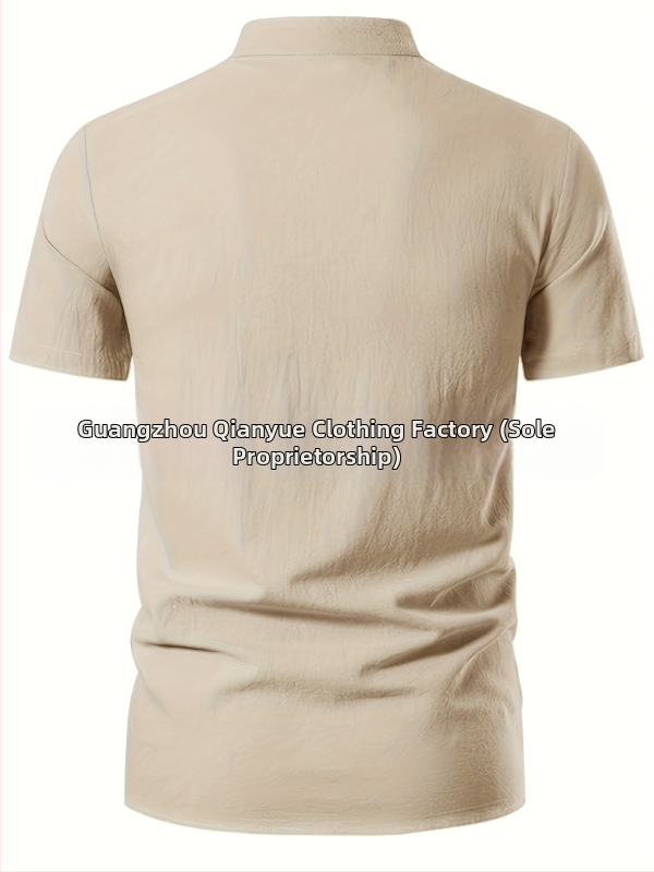 Мъжка риза със стойкова яка и полуотворена планка, дишащ полиестер, свободна кройка, Лято 2025
