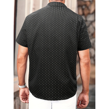 Slim-fit košulja s gumbima, 3/4 rukav, ovratnik s preklopom, fleece podstava