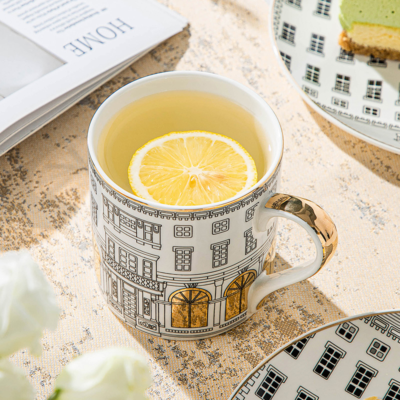 Szc kafijas krūze, vieglas luksusa retro stils, drukāts logotips, karikatūras raksts, svars 0,45 kg.