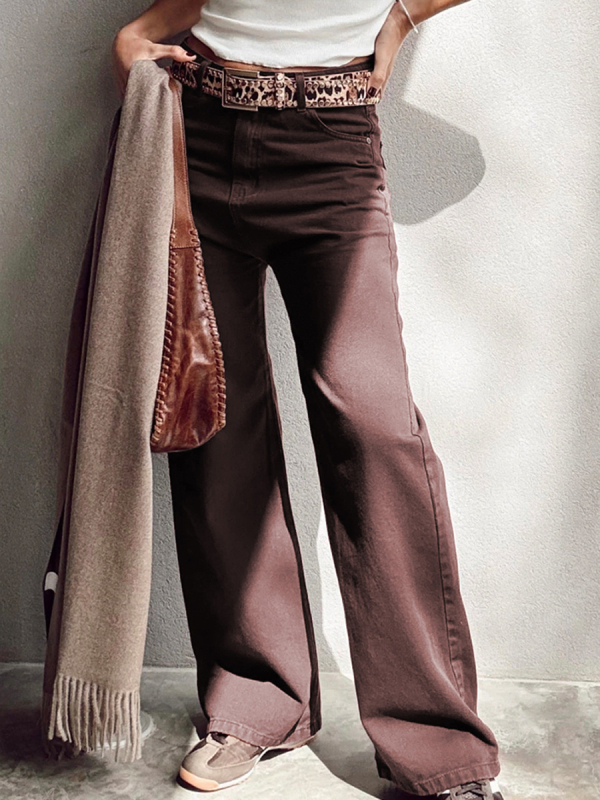 Traperice visokog struka, s blagim zvonastim krojem, s više džepova, pamuk-elastan