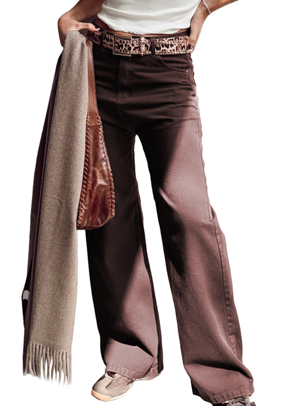 Traperice visokog struka, s blagim zvonastim krojem, s više džepova, pamuk-elastan