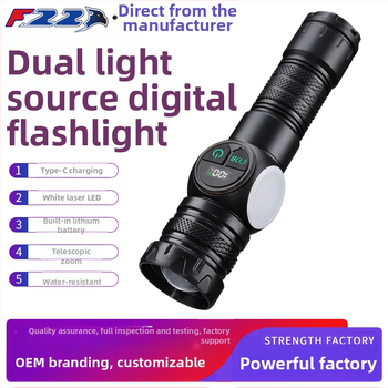 COB LED laterna ar sānu gaismu — daudzfunkcionāla, 10W, 1200mAh, uzlādējama, ar roku dinamisko piedziņu, 360° rotācija, magnēts, piemērota āra lietošanai