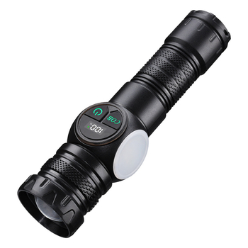 COB LED laterna ar sānu gaismu — daudzfunkcionāla, 10W, 1200mAh, uzlādējama, ar roku dinamisko piedziņu, 360° rotācija, magnēts, piemērota āra lietošanai