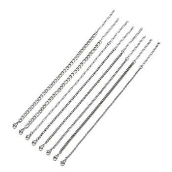 Комплект от 8 гривни от неръждаема стомана, унисекс, геометрична форма, полирани, артикул 202507B3, зима 2025