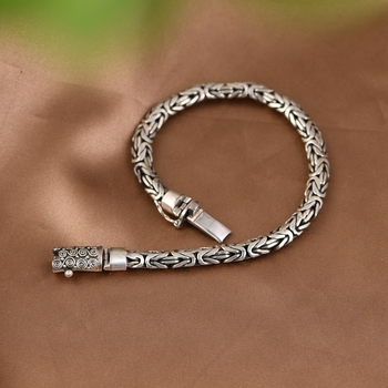 Мъжка гривна във винтидж стил с медно тяло, електроплатиране и закопчалка тип катинар