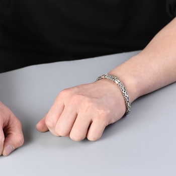 Мъжка гривна във винтидж стил с медно тяло, електроплатиране и закопчалка тип катинар