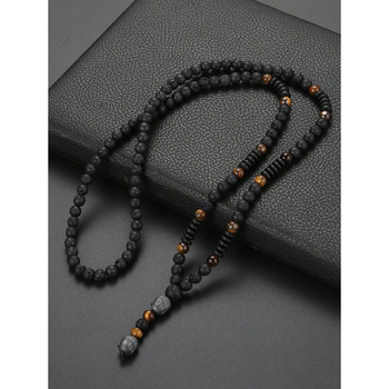 Vyrų kaklo papuošalas — vulkaninė akmena ir tigro akies akmuo, natūralus akmuo, pakabukas su dengtu metalu, prekės kodas SH33587123, leidimas 2025 m. žiemą, tarptautinis eksportas – išskirtinis