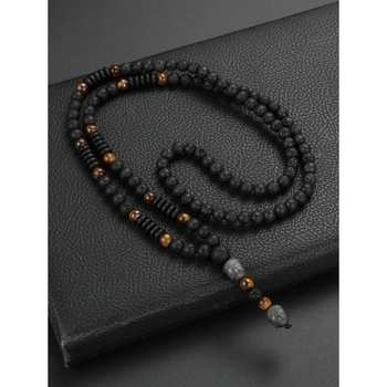 Vyrų kaklo papuošalas — vulkaninė akmena ir tigro akies akmuo, natūralus akmuo, pakabukas su dengtu metalu, prekės kodas SH33587123, leidimas 2025 m. žiemą, tarptautinis eksportas – išskirtinis