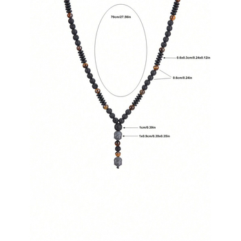 Vyrų kaklo papuošalas — vulkaninė akmena ir tigro akies akmuo, natūralus akmuo, pakabukas su dengtu metalu, prekės kodas SH33587123, leidimas 2025 m. žiemą, tarptautinis eksportas – išskirtinis