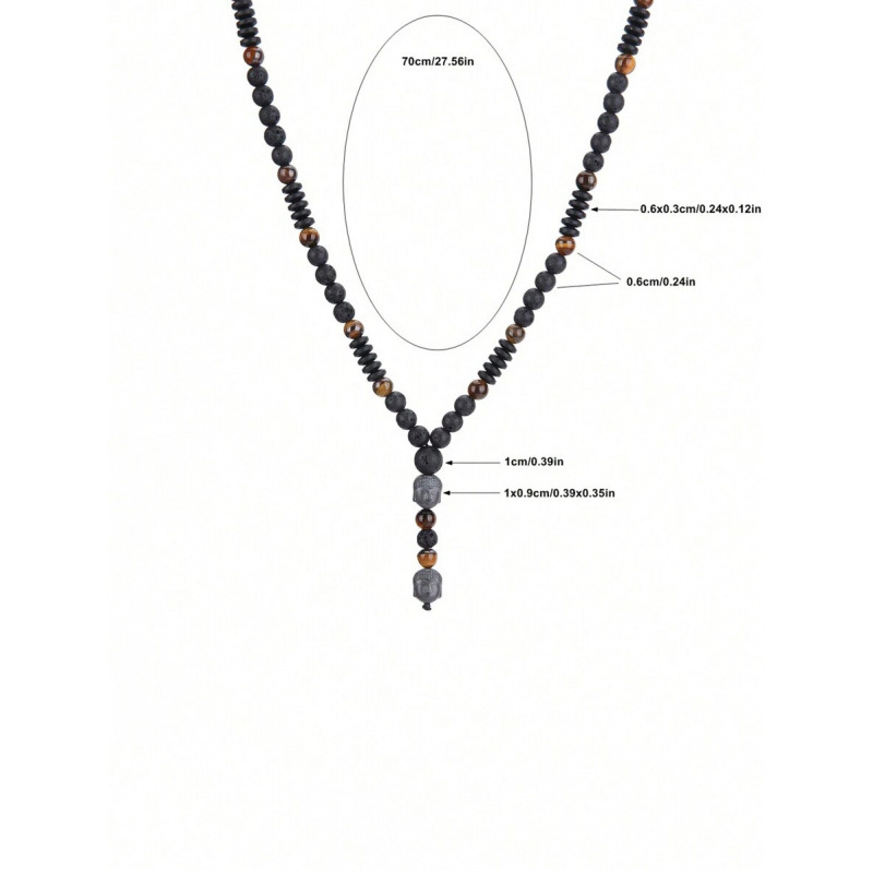Vyrų kaklo papuošalas — vulkaninė akmena ir tigro akies akmuo, natūralus akmuo, pakabukas su dengtu metalu, prekės kodas SH33587123, leidimas 2025 m. žiemą, tarptautinis eksportas – išskirtinis