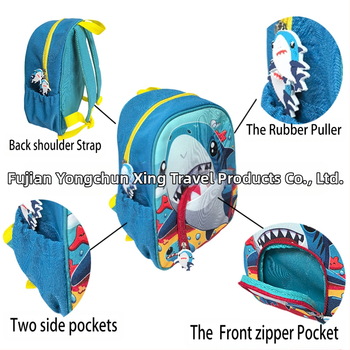 Rucsac pentru copii de grădiniță, imprimeu rechin, din stofă Oxford, respirabil și rezistent la uzură, bretele curbate