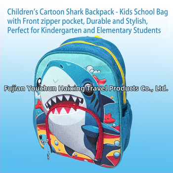 Rucsac pentru copii de grădiniță, imprimeu rechin, din stofă Oxford, respirabil și rezistent la uzură, bretele curbate