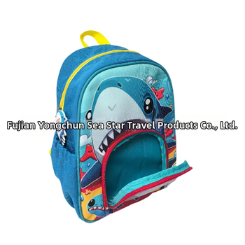 Rucsac pentru copii de grădiniță, imprimeu rechin, din stofă Oxford, respirabil și rezistent la uzură, bretele curbate