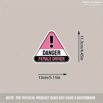 Įspėjimo lipdukas su PVC matinio danga — pavojinga vairuotoja (Medžiaga: PVC; Tipas: atšvaitiniai įspėjimo lipdukai; Montavimas: siurbimo puodelis)