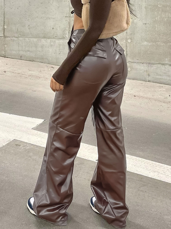 PU hlače s pravim krojem, mikroelastične, street fashion stil i motociklistički stil, lansiranje ljeta 2023