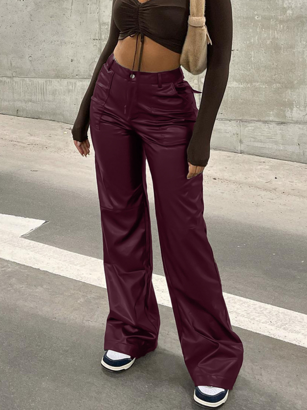 PU hlače s pravim krojem, mikroelastične, street fashion stil i motociklistički stil, lansiranje ljeta 2023