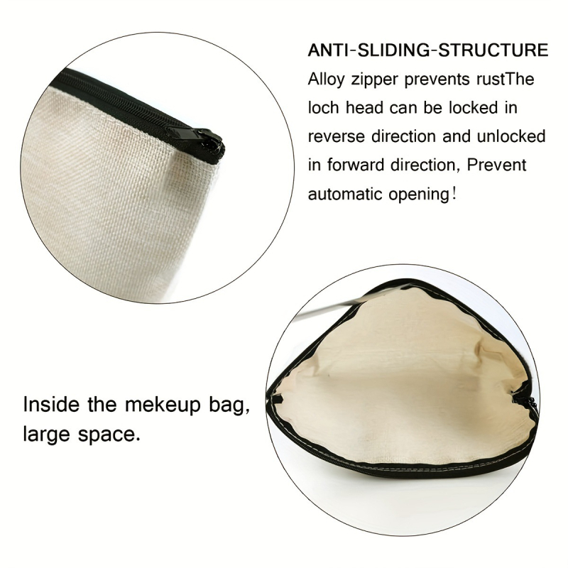 Platnena torbica sa zipom za kozmetiku i uredski pribor — tisak toplinskim prijenosom, zatvaranje na zip, šifra Qb-205