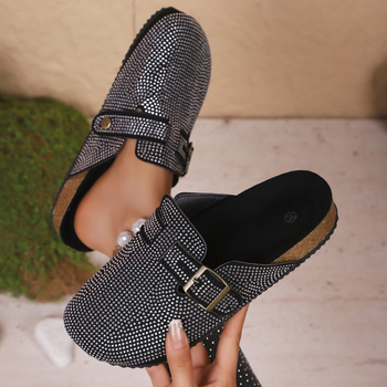 Naise slip-on kingad, lame talla, PU ülaosa, kummist talla, ümmargune varvas, Korea stiil, libisemiskindlad