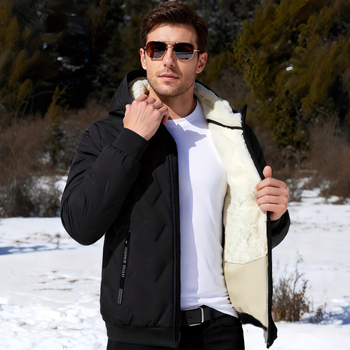 Meeste kapuutsiga puuvillane jope lukuga, paksu isolatsiooni täidis ja polüestrist vooder