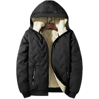 Meeste kapuutsiga puuvillane jope lukuga, paksu isolatsiooni täidis ja polüestrist vooder