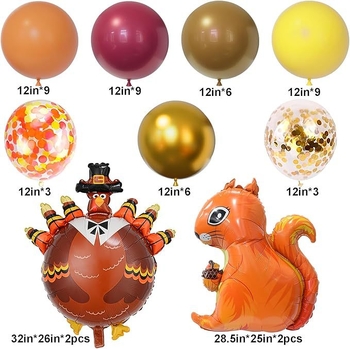 Tänupäeva baloonide komplekt - lateksist dekoratiivbalonid, ümmargune kuju, sobib Tänupäevaks (materjal: lateks; tüüp: dekoratiivbalon; kuju: ümmargune; sündmus: Tänupäev)