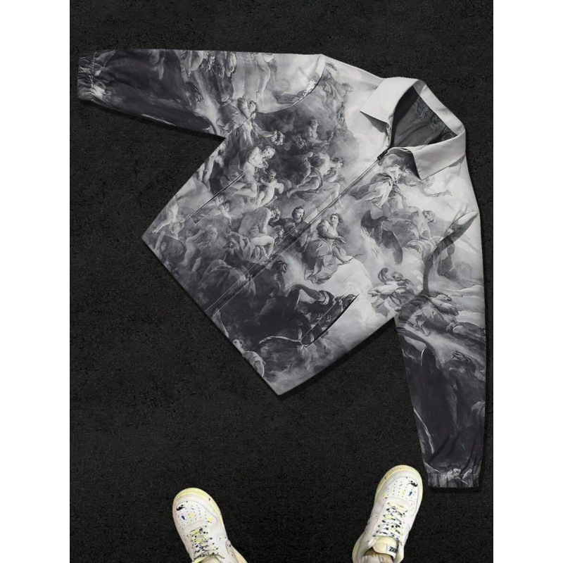 Meeste trükiga jakker lukuga, pikad varrukad, Slim fit, paks Lycra materjal