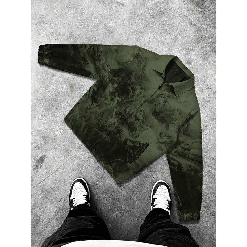 Meeste trükiga jakker lukuga, pikad varrukad, Slim fit, paks Lycra materjal