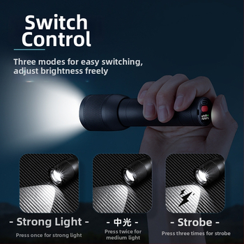 LED taskulamp reguleeritava teleskoopzoomiga, Type-C laadimine, 18650 1200mAh aku, 10W, ulatus üle 500 m