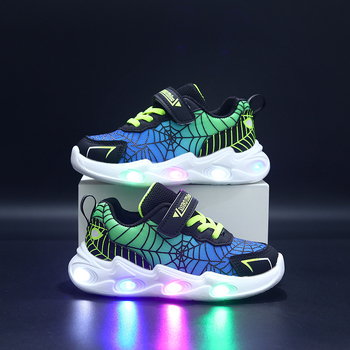 Valgustuvad laste kingad: kerge igapäevased jooksukingad võrgukattega, kerged, hingavad, Velcro-kinnitus