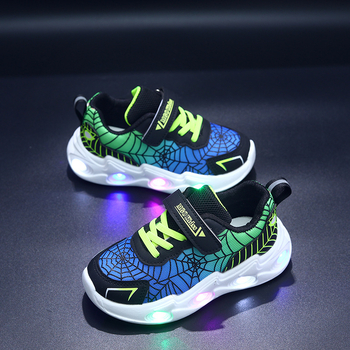 Valgustuvad laste kingad: kerge igapäevased jooksukingad võrgukattega, kerged, hingavad, Velcro-kinnitus